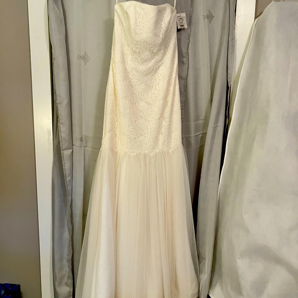 NWT Galina wedding dress. Never worn. Mermaid style. Beautiful lace over body.